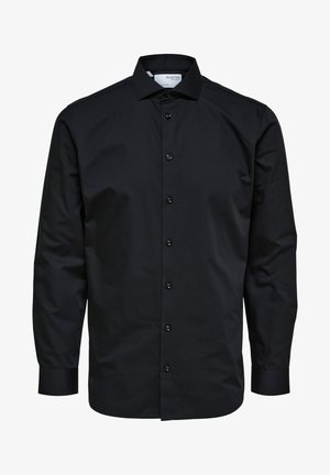 Selected, SLHSLIMETHAN SHIRT CUT AWAY - Vapaa-ajan kauluspaita - black