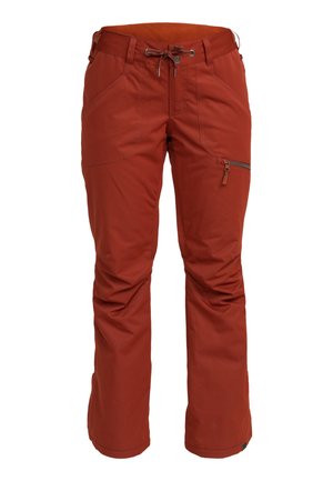 Rode sneeuwbroek met een verstelbare taille, ritszak aan de zijkant en een rechte pijpdesign. Gemaakt van een duurzaam, weerbestendig materiaal.