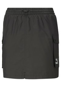 Gonna sportiva nera realizzata in materiale leggero e resistente all'acqua; presenta una vita elasticizzata, un cordino e tasche laterali.