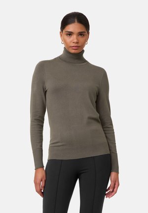 LANGARM RUND BASIC MIT ROLLKRAGEN - Strickpullover - wood