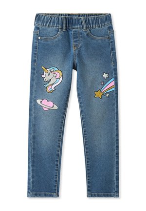 CON STAMPE UNICORNO - Jeans slim fit - blu denim medio