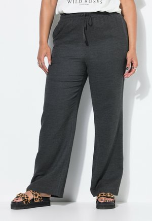 LIGHTLY TEXTURED HIGH-WAISTED ELASTIC WAIST - Pantaloni - mottled grey
