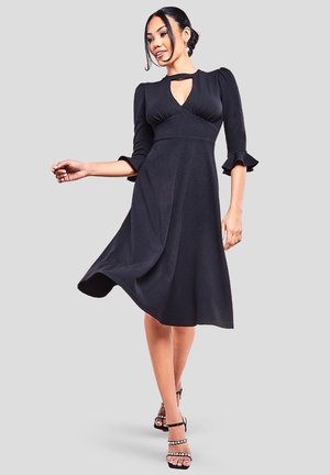 FLARED SLEEVE MIDI - Vestido de cóctel - black