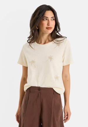Grain de Malice, T-SHIRT PALMIERS STRASS - T-shirt imprimé - blanc