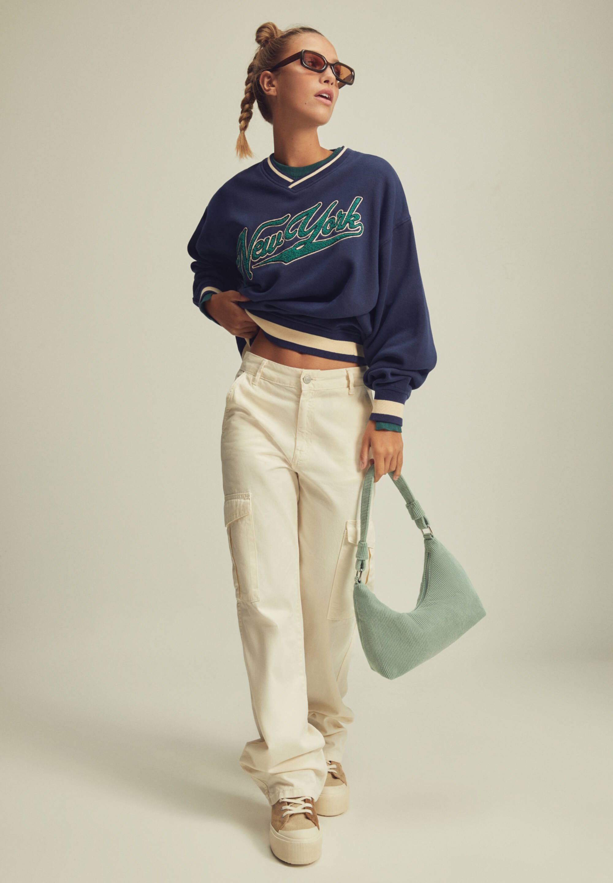 v neck varsity sweatshirt