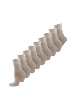 Set di dieci calzini beige. Lunghezza a metà polpaccio, con una texture liscia e polsini elastici. Design classico senza motivi o decorazioni.