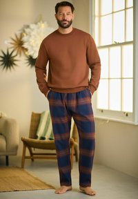 Next SET - Pizsama szett - orange navy blue check