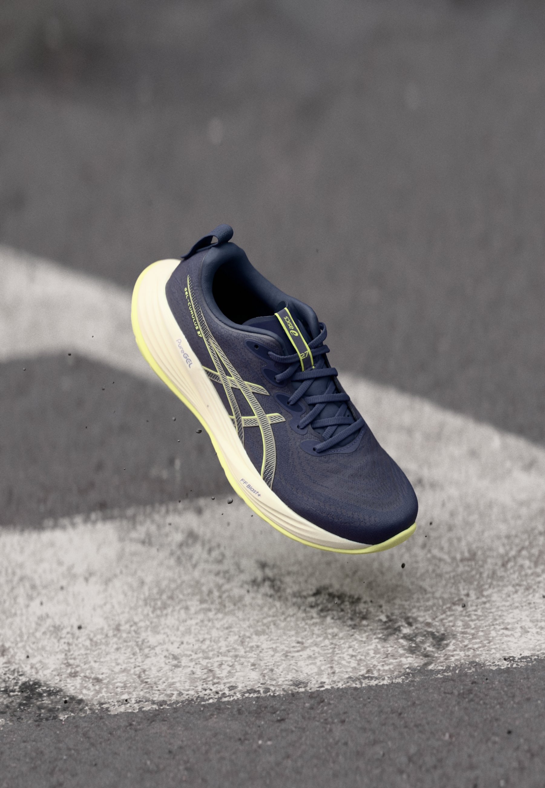 NEW ASICS men\'s gel-cumulus 27 running shoes in indigo fog/lucid yellow Asics Gel-Cumulus 27 (1011B960) indigo fog/lucid yellow ab  main image 2