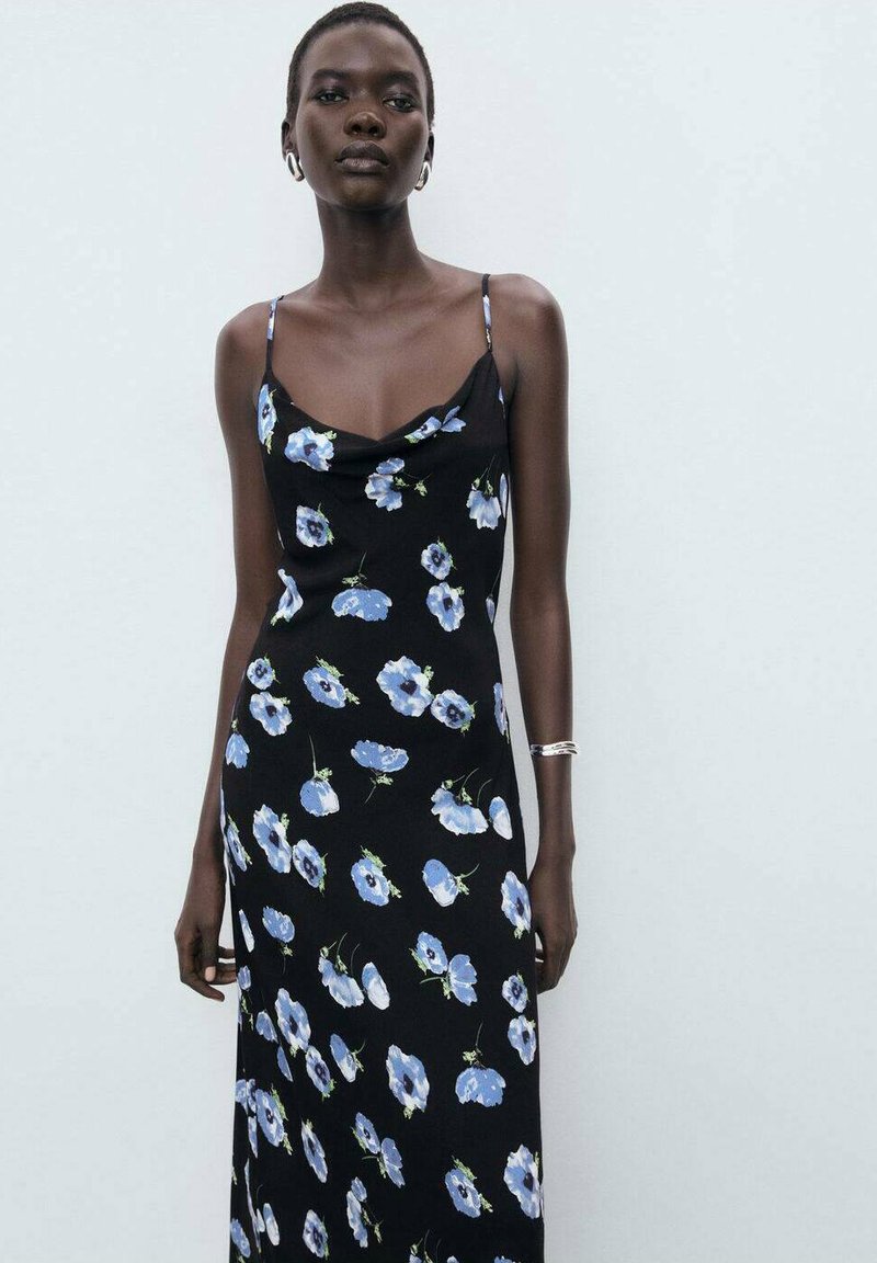 blue dress for baby girl LONG NAVY BLUE FLOWER DRESS