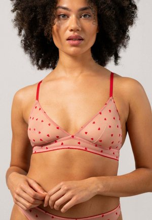 MESH TRIANGLE BRALETTE - Soutien-gorge triangle - pale pink deep red