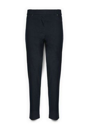 Zwarte, slim-fit broek met zij- en achterzakken, een voorritsdetail en een rechte pijpsnit.