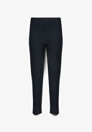 Zwarte, slim-fit broek met zij- en achterzakken, een voorritsdetail en een rechte pijpsnit.