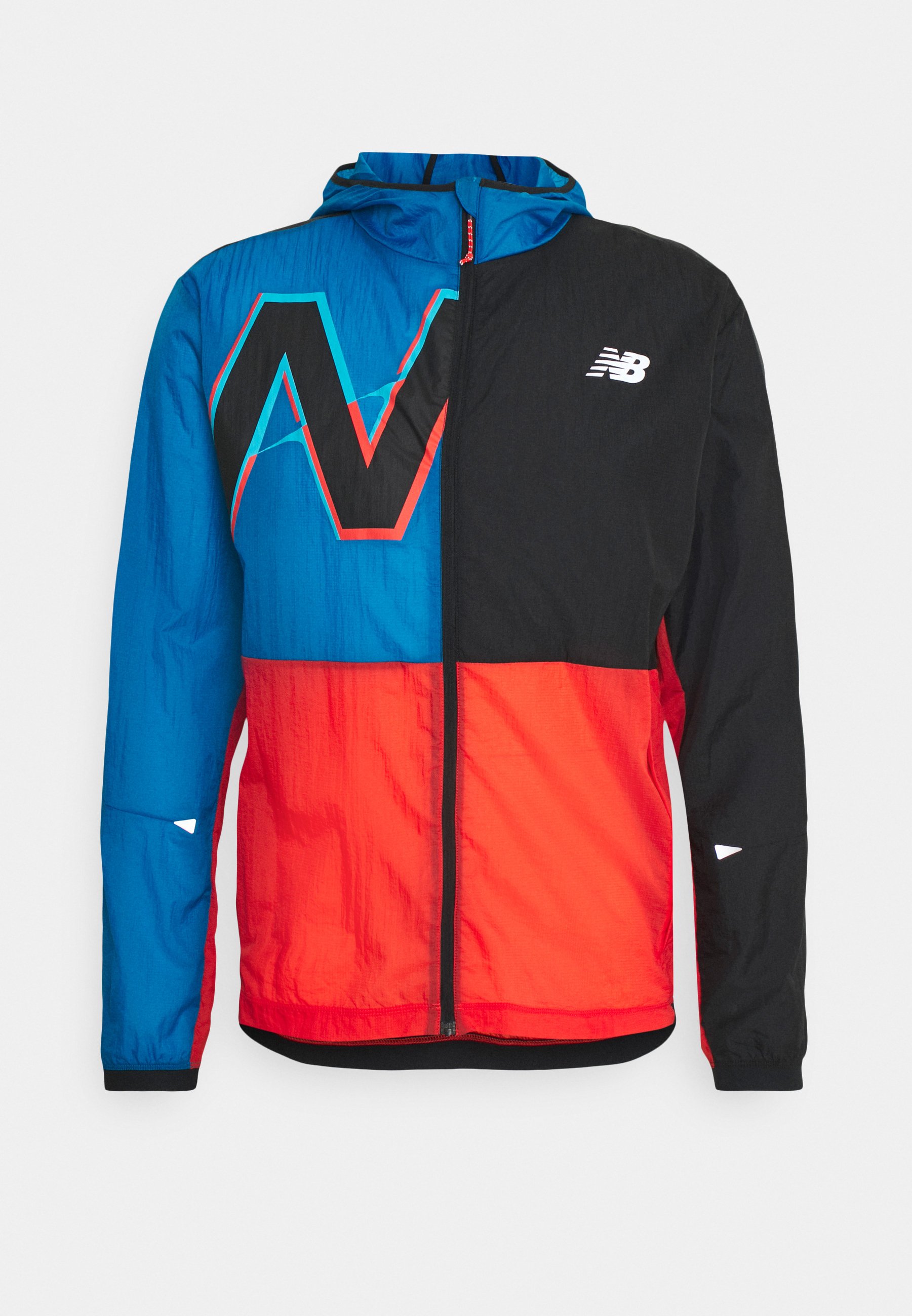 PRINTED IMPACT RUN LIGHT PACK JACKET - Giacca da corsa - black/wave blue PRINTED IMPACT RUN LIGHT PACK JACKET - Giacca da corsa - black/wave blue