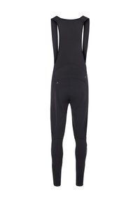 Schwarze Trägershorts aus einem dehnbaren, glatten Stoff. Verfügt über verstellbare Träger und Reißverschlussbeine für ein einfaches An- und Ausziehen.