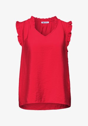 Street One, BLUSENTOP MIT V-NECK UND RÜSCHEN - Pusero - salsa red