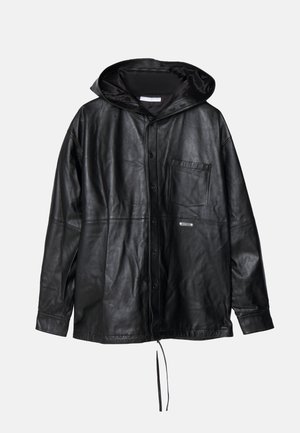 HOODIE PAPERY - Kožená bunda - black