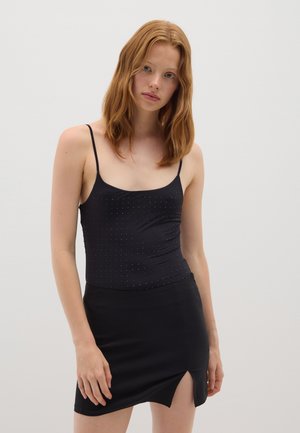 STRETCH WITH RHINESTONES - Top - gunmetal