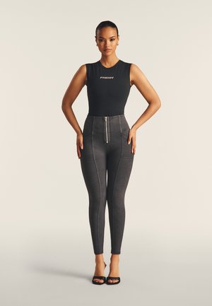 Freddy VITA ALTA LUNGHEZZA 7/8 EFFETTO VISSUTO - Pantalones - nero