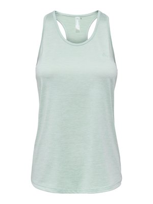 heleheleroheline naiste varrukateta racer-back stiilis topp, pehme kangaga ja ümmarguse kaelusega.