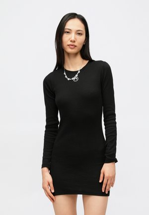 MOON LOGO RIBBED MINI CREWNECK DRESS - Jersey dress - black