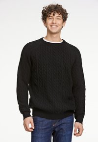 Lindbergh RAGLAN CABLE O-NECK - Trui - black