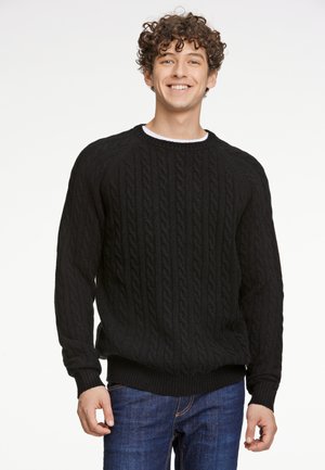 RAGLAN CABLE O-NECK - Neule - black