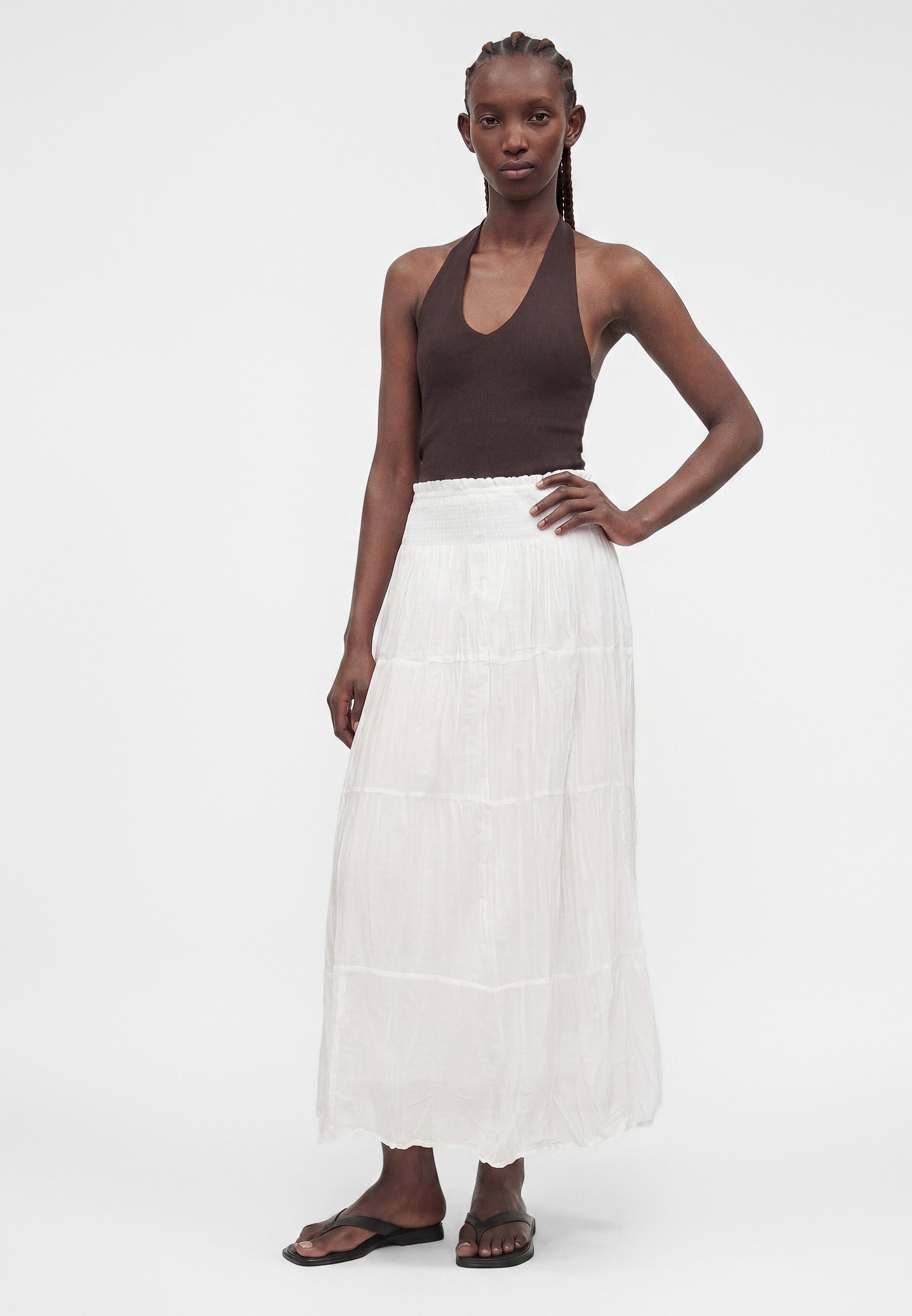 BLOCK JQ TRICOT SKIRT スカート　ホワイト　Mサイズ Gina Tricot MAXI SKIRT - Maxirok - white/wit - Zalando.nl