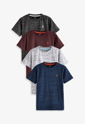 4 PACK STAG EMBROIDERED SHORT SLEEVE - Navadna majica - black grey berry red navy blue textured