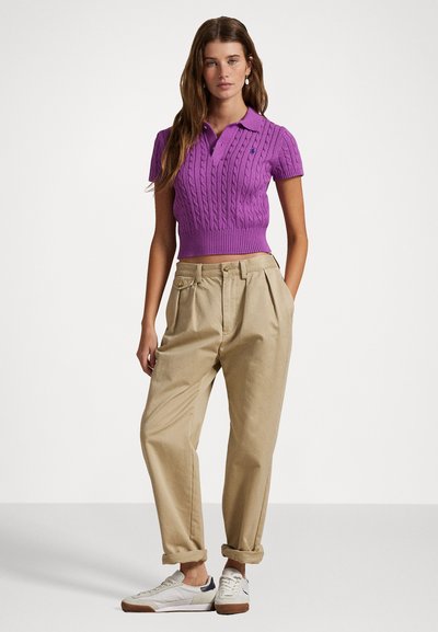 Polo Ralph Lauren CABLE KNIT COTTON CROPPED POLO SHIRT - Polo krekls - fig purple