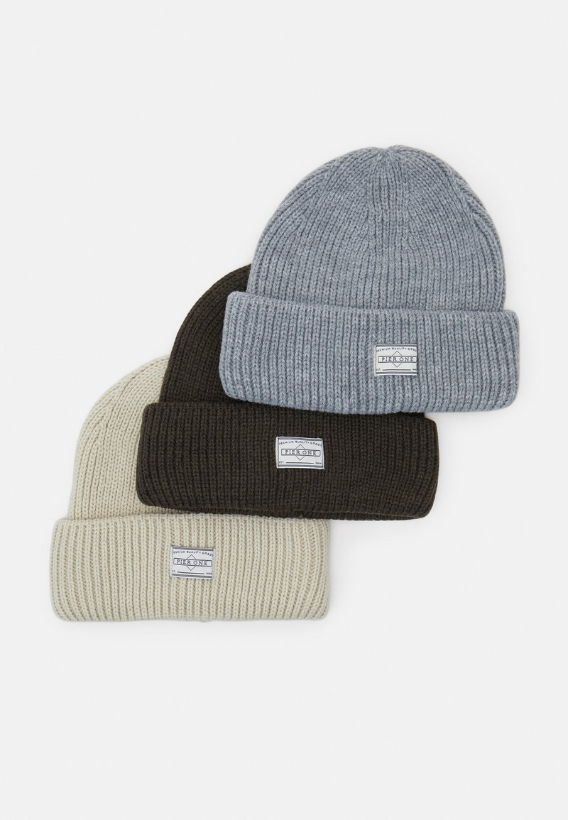 Pier One UNISEX 3 PACK - Huer - khaki /grey/beige
