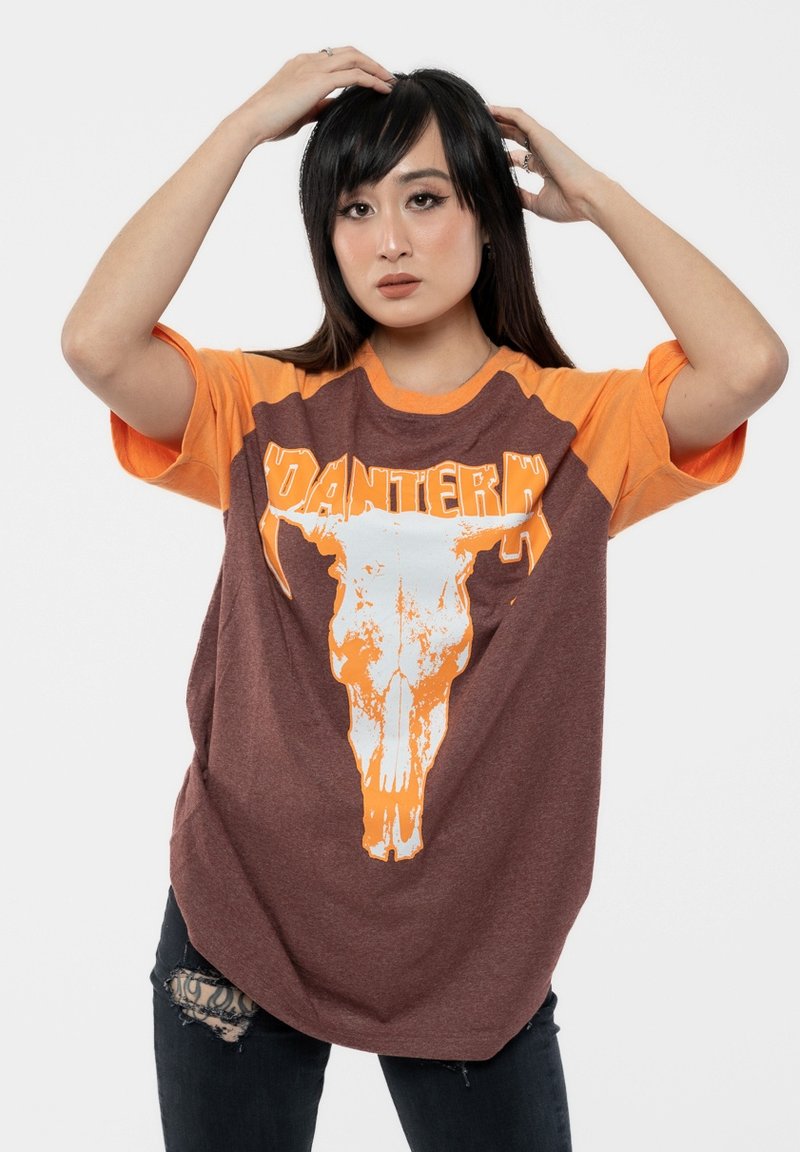 Paradiso Clothing PANTERA SKULL RAGLAN UNISEX - Print T-shirt - brown