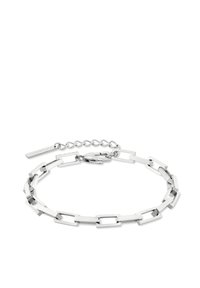 Bracciale in argento con maglie rettangolari dal finish lucido e chiusura regolabile per diverse misure.