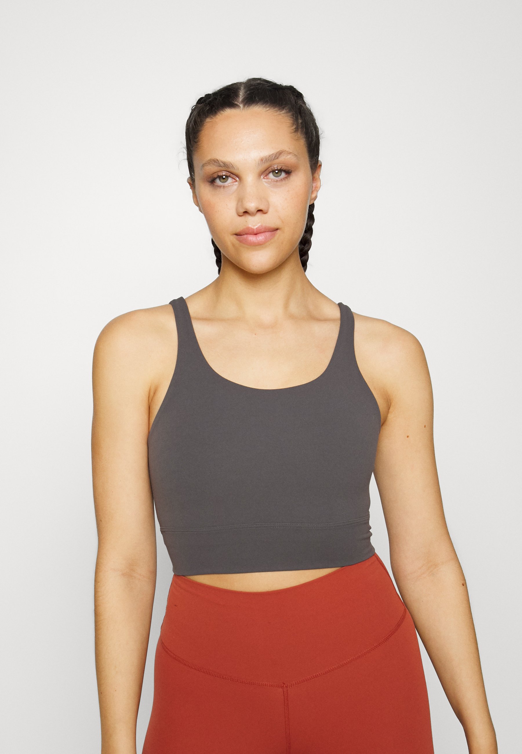 Nike Performance THE YOGA LUXE CROP TANK - Top - medium ash/particle  grey/dark grey - Zalando.ie