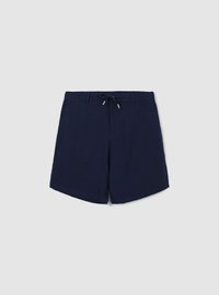 Marineblaue Shorts aus leichtem Stoff, mit elastischem Bund und Kordelzug, seitlichen Taschen und gesäuberten Säumen.