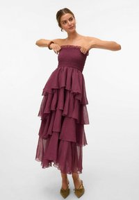 Vero Moda VMDELILAH SMOCK RUFFLE - Oblačila za posebne priložnosti - burgundy