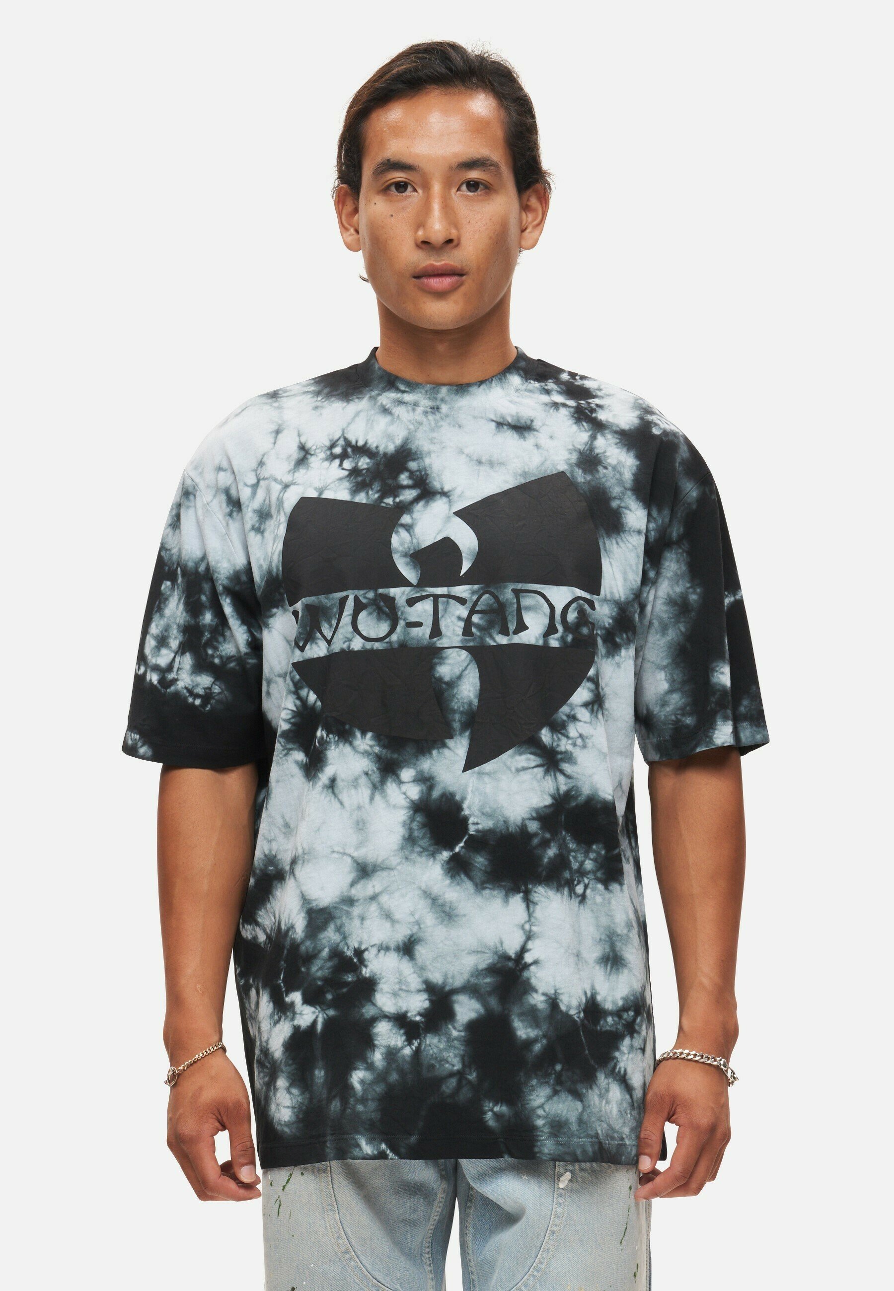 Re:Covered WU-TANG EFFECT T-shirt print black tie dye/zwart