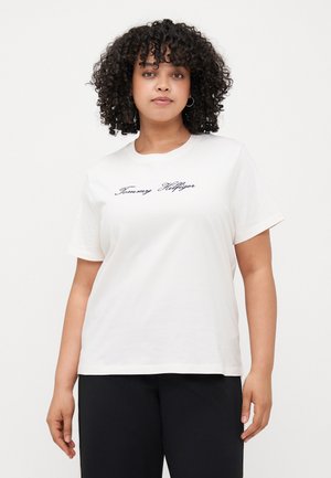 Tommy Hilfiger Curve SCRIPT - Print T-shirt - ivory