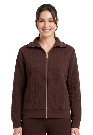 LEONE 1947, WOMAN BONDED HIGH COLLAR - Gilet - dark brown