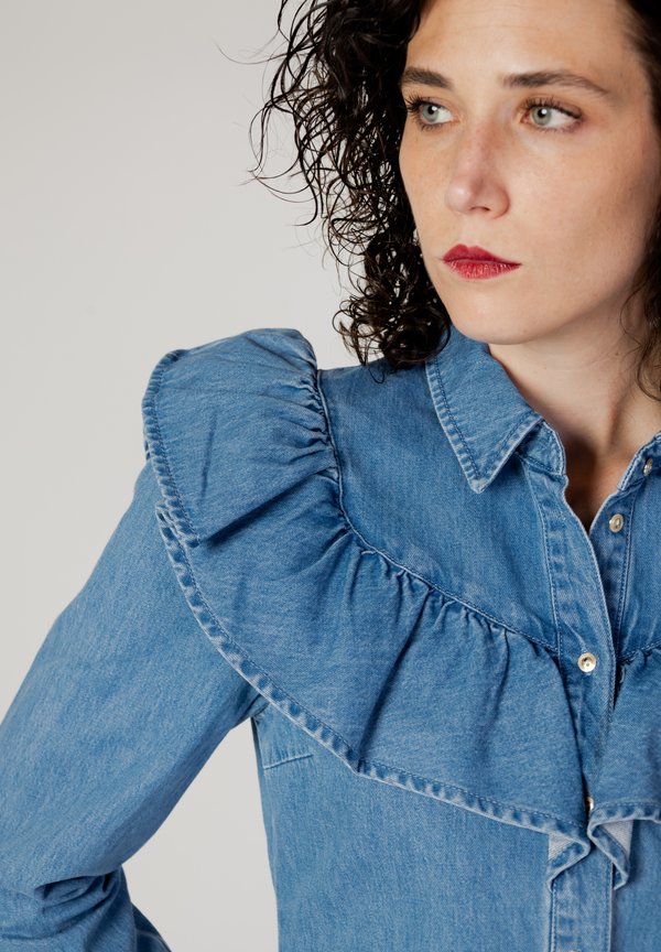 ONLINDIGO LIFE LS FRILL DB QYT 15297988 - Button-down blouse - denim3