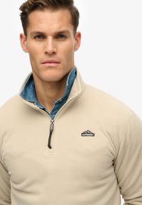 Superdry & Co POLAR HALF ZIP - Felpa in pile - pelican beige