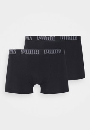 Schwarze Boxershorts aus Baumwollmischung mit einem elastischen Bund, der mit weißem "PUMA"-Branding versehen ist. Minimalistisches Design, glatte Textur, im Doppelpack.