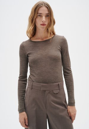 FANGIW - 100% WOOL - Long sleeved top - brown melange