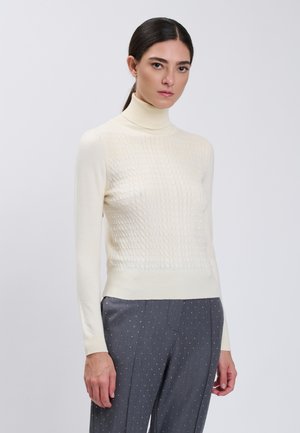 INFLUENCER, INFLUENCER PULLOVER TURTLENECK CABLED PULL - Pullover - ivory