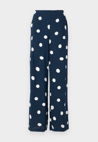VIALA WIDE PANTS - Pantaloni - navy/white