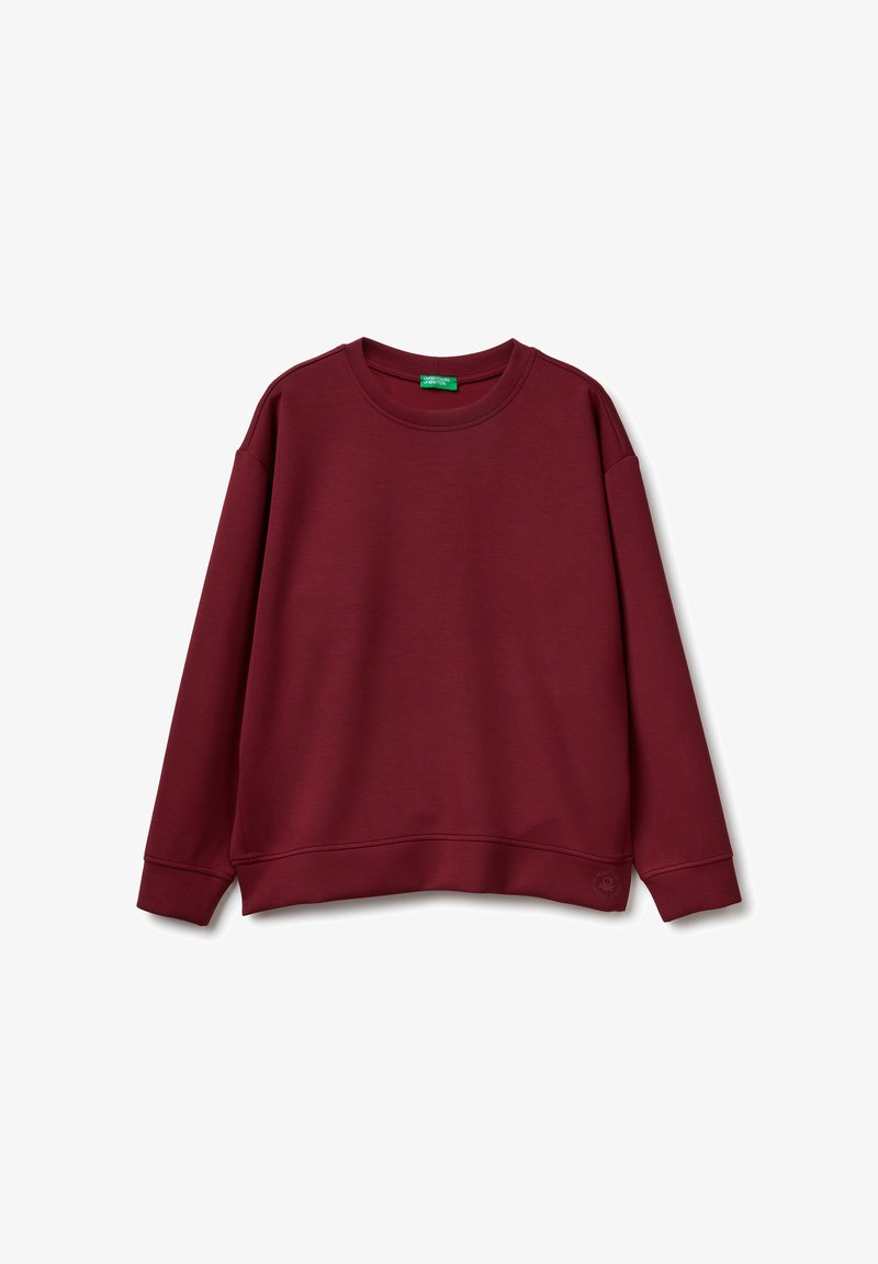 Bordeaux Sweatshirt aus weichem Stoff, mit Rundhalsausschnitt, langen Ärmeln und gerippten Bündchen sowie einem dezenten Logodetail am Saum.