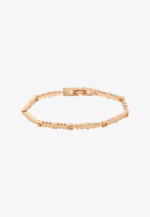 Armband aus roségold mit abwechselnd glatten und gezackten strukturierten rechteckigen Gliedern sowie einem Kastenverschluss.