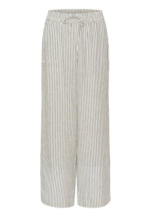 Kaffe MILIA LONG WIDE - Pantalones - chalk black stripe