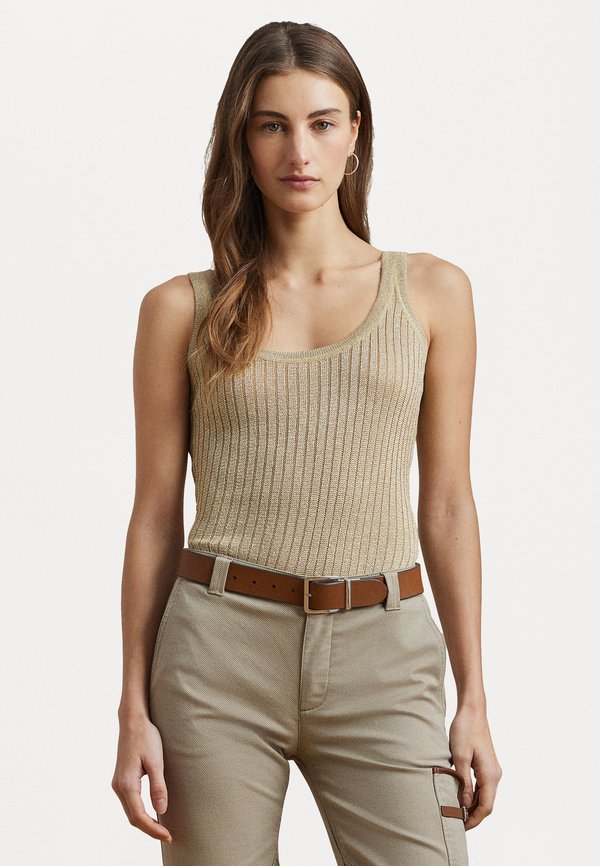 METALLIC RIB KNIT SWEATER TANK TOP - Top - mineral gold