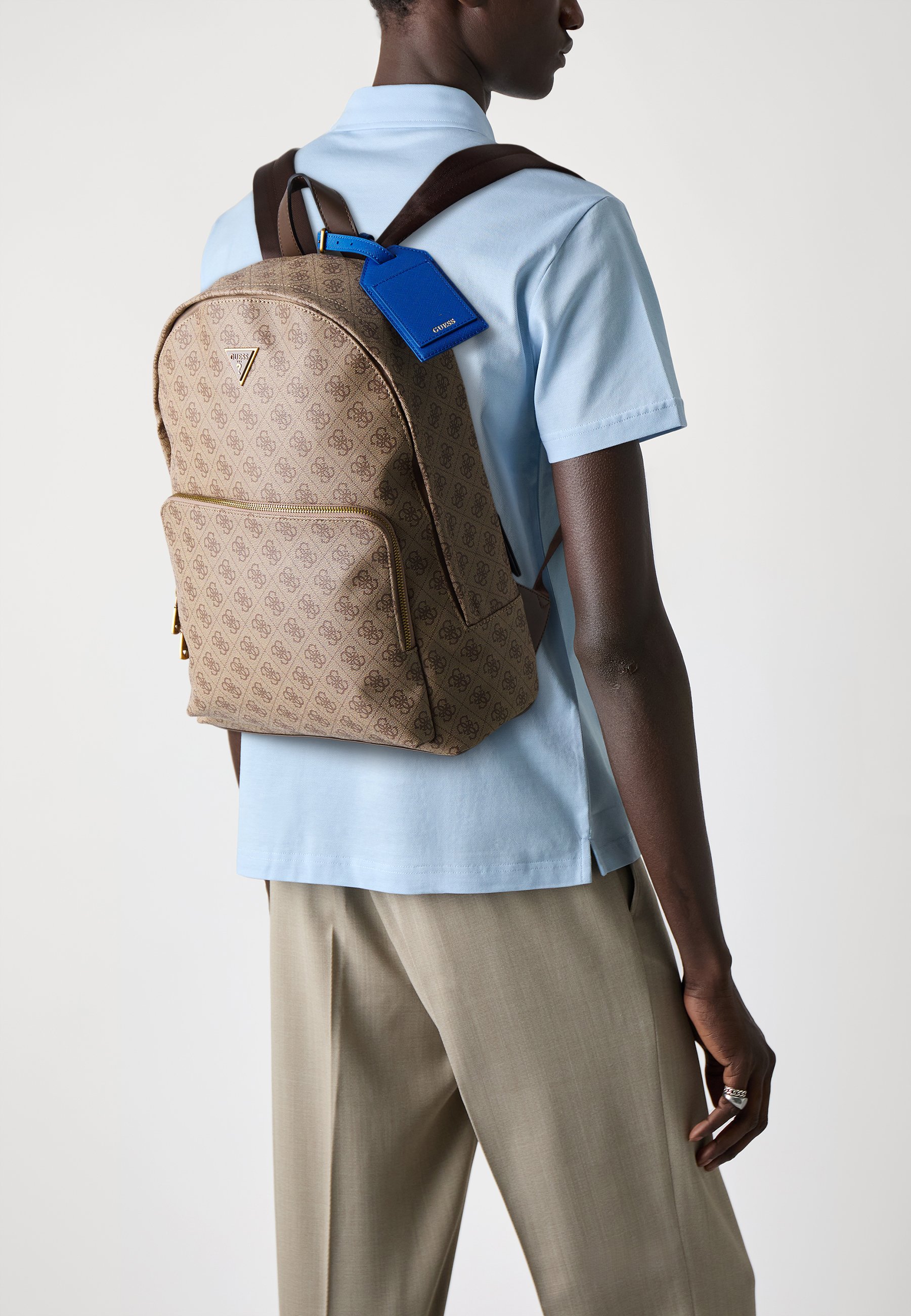 Guess MILANO COMPACT BACKPACK - Rucksack - beige/brown/blue 