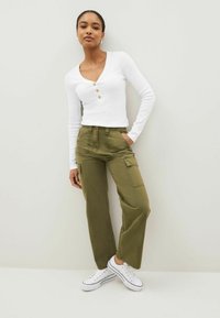 Next HENLEY BUTTON STANDARD - Tops ar garām piedurknēm - white